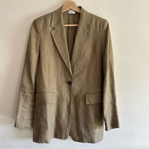 Massimo Dutti Linen Blend Beige Blazer - Picture 2 of 7